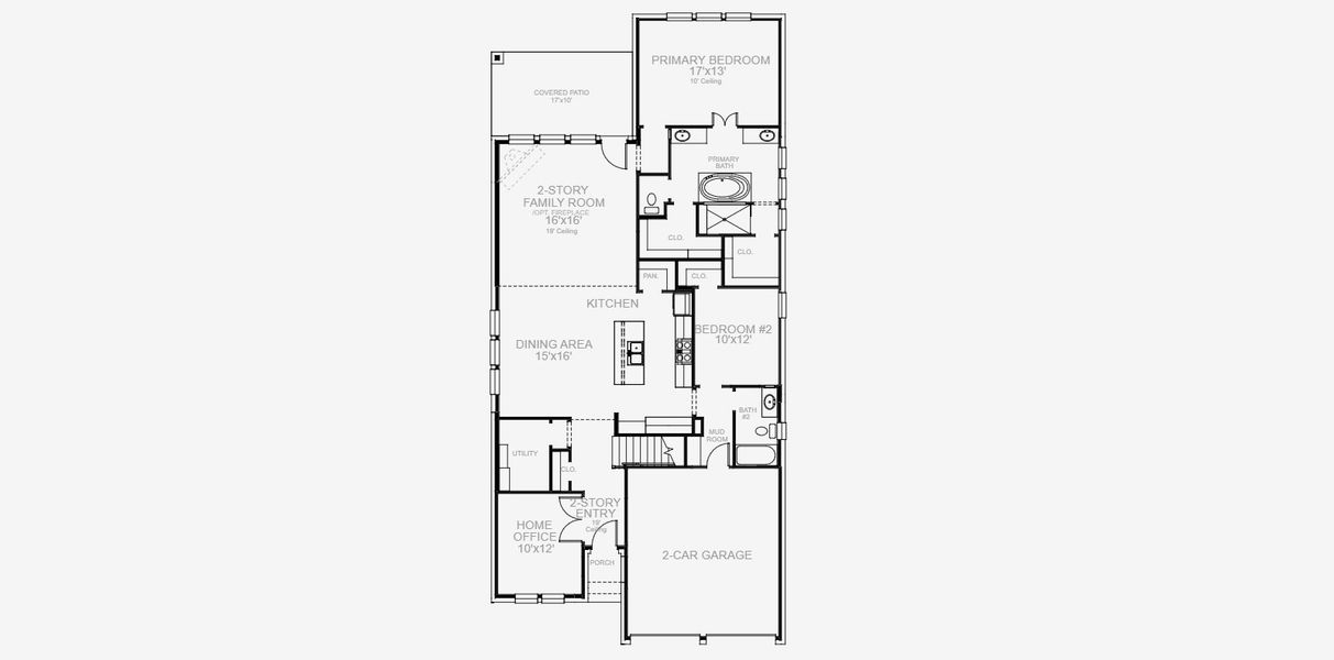 2D floor plan layout for the 2594W by Perry Homes in Lariat 45', Liberty Hill, TX (Image 4). 2D floor plan layout for the 2594W by Perry Homes in Lariat 45', Liberty Hill, TX (Image 4).