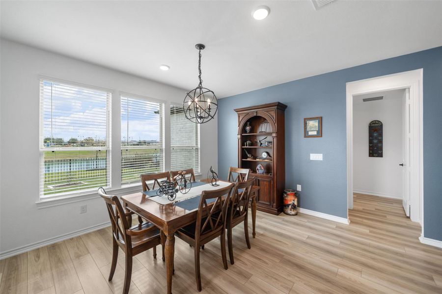 Dining space is perfect for formal or informal gatherings and has space for a larger table.