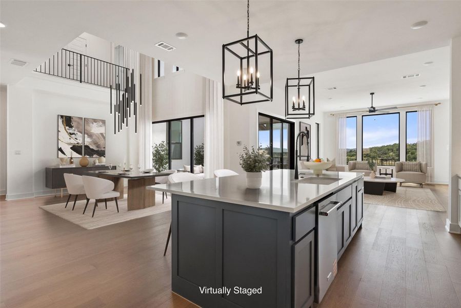 Furnished interior view inside a new home in The Estates at Rough Hollow Vista Ridge, Lakeway (Image 15).