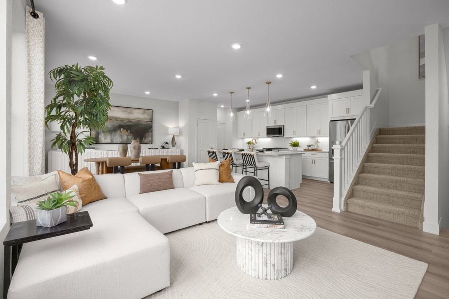 Representative furnished interior of a home built from the 1886 Modeled by KB Home in Windler Midtown Villas, Aurora (Image 3).