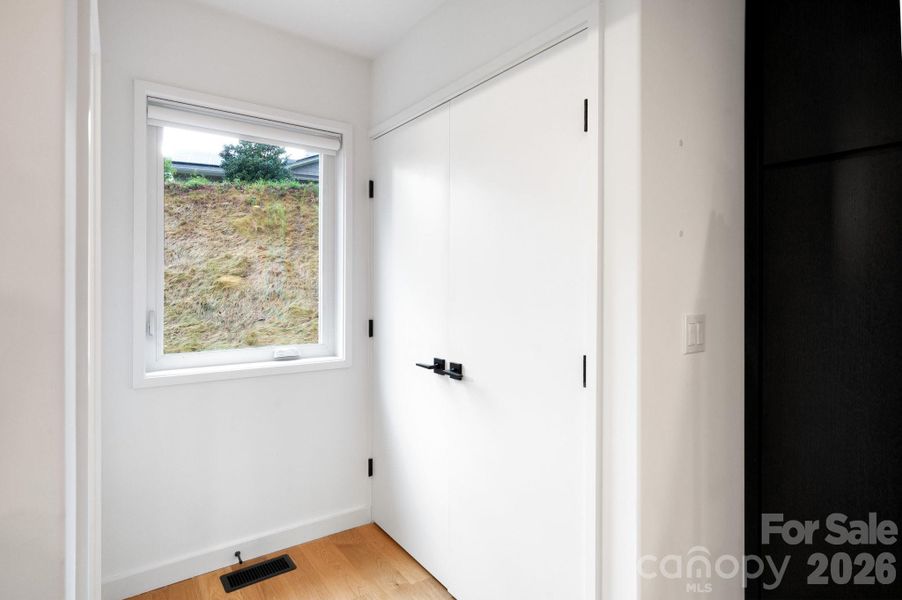 Laundry closet on main level.