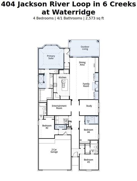 2D floor plan layout of this home in 6 Creeks at Waterridge: 55ft. lots, Kyle, TX (Image 2). 2D floor plan layout of this home in 6 Creeks at Waterridge: 55ft. lots, Kyle, TX (Image 2).
