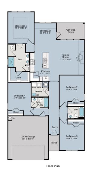 2D floor plan layout for the The Lily by D.R. Horton in WindMark Beach, Port Saint Joe, FL (Image 4). 2D floor plan layout for the The Lily by D.R. Horton in WindMark Beach, Port Saint Joe, FL (Image 4).