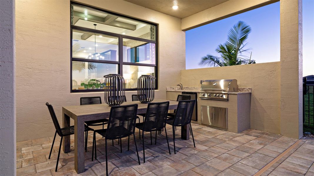 Exterior details and patio area of a home in Cresswind Palm Beach at Westlake, Westlake (Image 29).