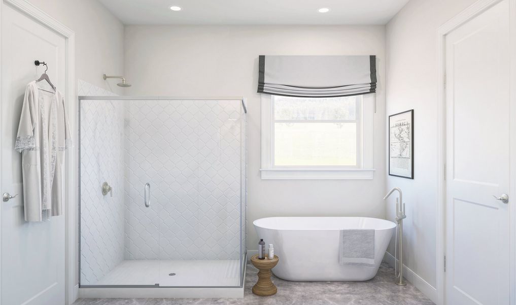 Primary bath shower and vessel tub Primary bath shower and vessel tub