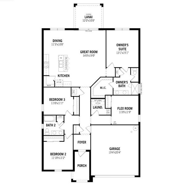 2D floor plan layout of this home in Tradition - Cadence, Port St. Lucie, FL (Image 3).