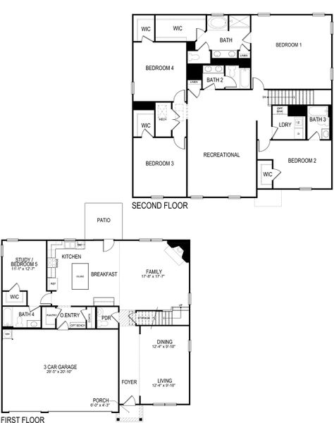 2D floor plan layout for the Mansfield by D.R. Horton in Falcon Landing, Gainesville, GA (Image 5).
