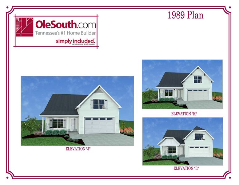 Representative exterior photo of a completed home built from the 1989 Elevation JKL by Ole South in Hobson Park, Nashville, TN (Image 1).