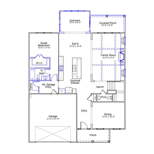 2D floor plan layout of this home in Scotts Hill Village, Wilmington, NC (Image 2). 2D floor plan layout of this home in Scotts Hill Village, Wilmington, NC (Image 2).