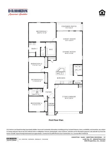 2D floor plan layout of this home in Western Crossing, Florence, AZ (Image 4).