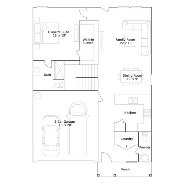 2D floor plan layout of this home in Sunterra Lakes, Brookshire, TX (Image 2).