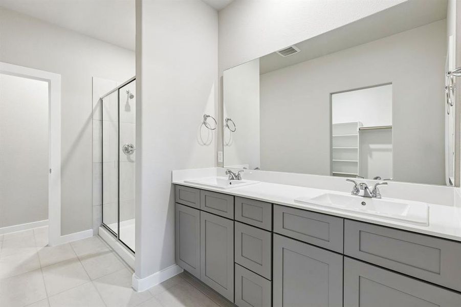 Primary Bathroom in the Haylee home plan by Trophy Signature Homes - REPRESENTATIVE PHOTO