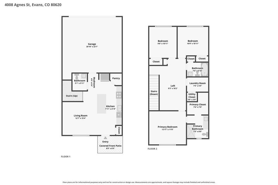 2D floor plan layout of this home in Liberty Draw, Evans, CO (Image 4).