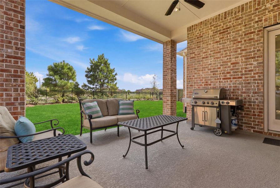 Exterior details and patio area of a home in Elyson, Katy (Image 24).