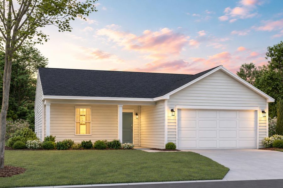 Front exterior of a new home in Essence at Elms Glen Single Family Homes, Ladson, SC, highlighting curb appeal (Image 2).