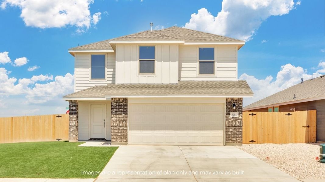 Front exterior of a new home in Deer Meadows, Odessa, TX, highlighting curb appeal (Image 1). Front exterior of a new home in Deer Meadows, Odessa, TX, highlighting curb appeal (Image 1).