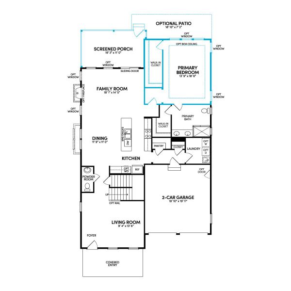 Floor 1: Main Level w/ Opt. Rear Extension & Opt. Screened Porch