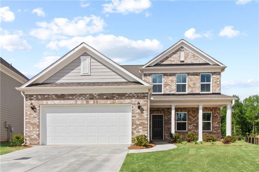 Front exterior of a new home in Berkeley Mill, Cumming, GA, highlighting curb appeal (Image 12). Front exterior of a new home in Berkeley Mill, Cumming, GA, highlighting curb appeal (Image 12).