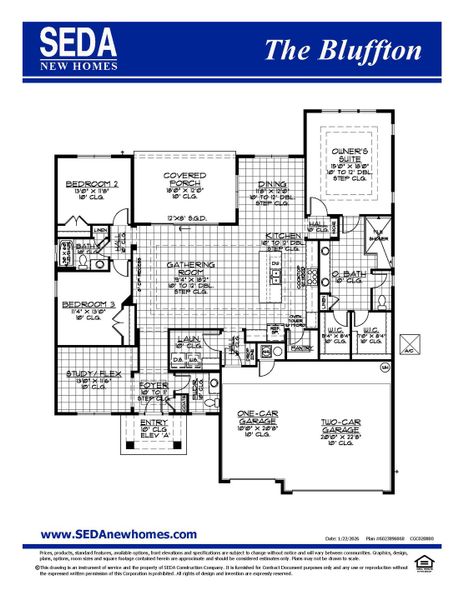 2D floor plan layout for the Bluffton by SEDA New Homes in Sandy Bluff, Yulee, FL (Image 3). 2D floor plan layout for the Bluffton by SEDA New Homes in Sandy Bluff, Yulee, FL (Image 3).