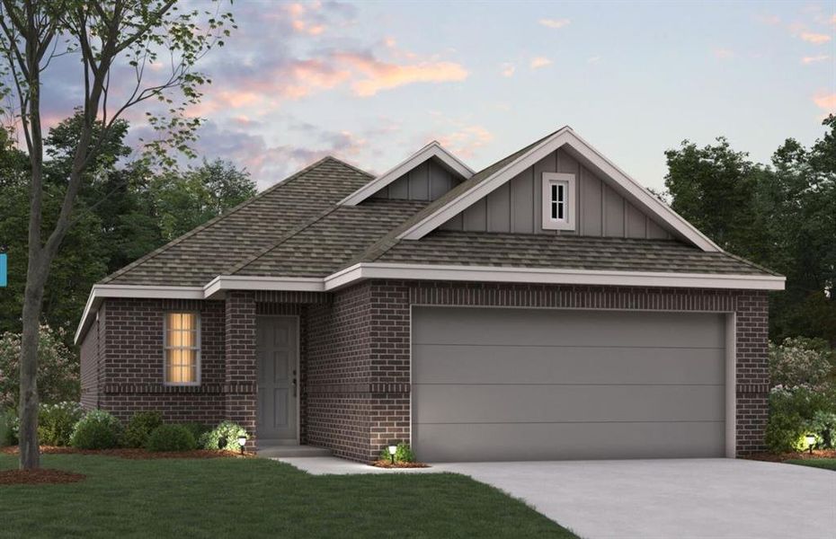 Front exterior of a new home in Elevon, Lavon, TX, highlighting curb appeal (Image 1). Front exterior of a new home in Elevon, Lavon, TX, highlighting curb appeal (Image 1).