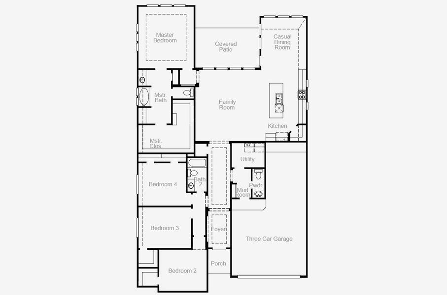 2D floor plan layout for the Blossom by Coventry Homes in Escondido 60', Magnolia, TX (Image 3).