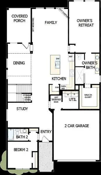 2D floor plan layout of this home in Sandbrock Ranch, Aubrey, TX (Image 3).