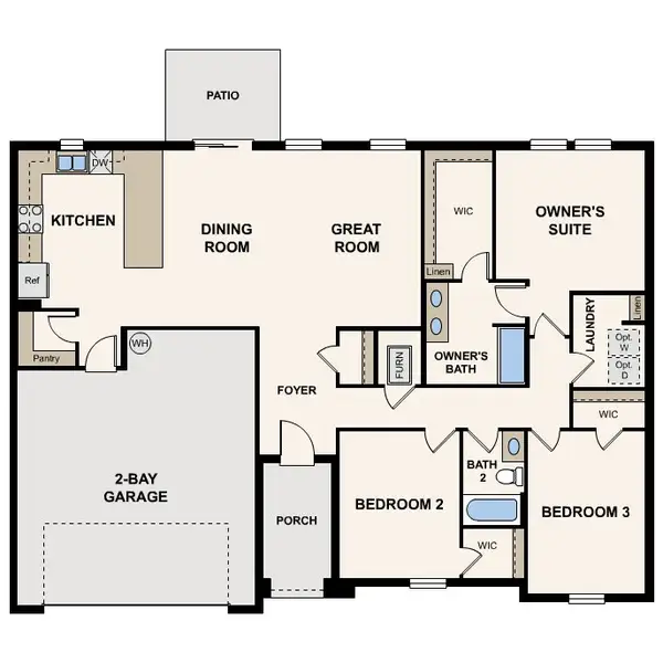 2D floor plan layout for the Coryell by Century Complete in Grand Oaks, Avon Park, FL (Image 3).
