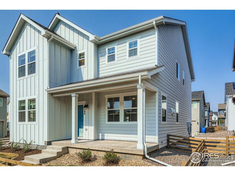 Exterior details and patio area of a home in Waterfield - Single Family Homes, Fort Collins (Image 1).