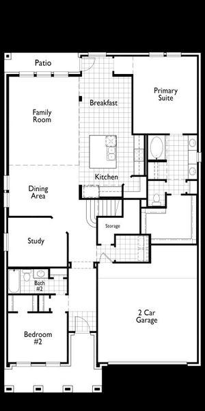 2D floor plan layout for the Waverley by Highland Homes in Grand Central Park, Conroe, TX (Image 5).