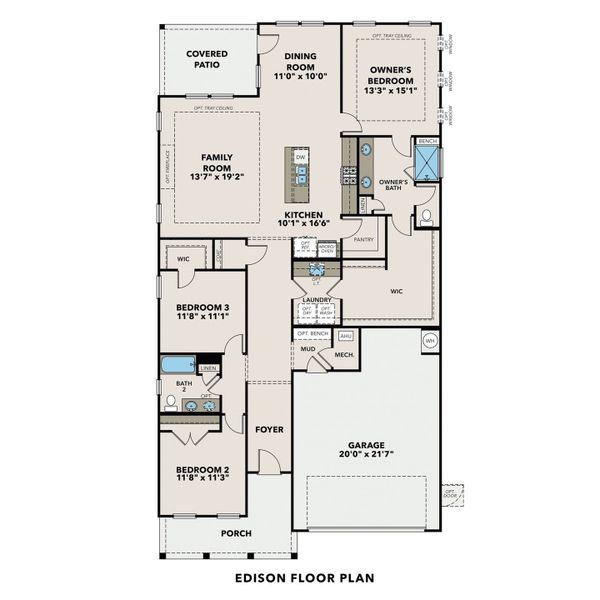 2D floor plan layout for the The Edison C by Davidson Homes LLC in Kelly Preserve, Loganville, GA (Image 3).