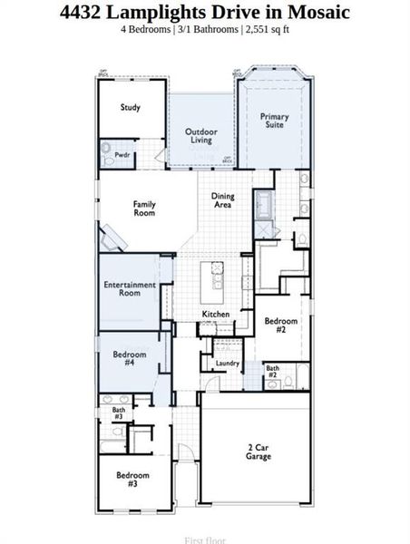 2D floor plan layout of this home in Mosaic, Prosper, TX (Image 3).