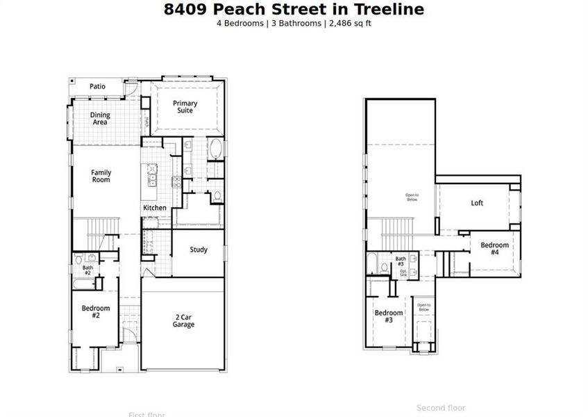 2D floor plan layout of this home in Treeline, Justin, TX (Image 3).
