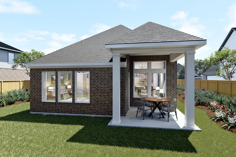 Representative exterior details of a home built from the The Bastrop by David Weekley Homes in Sienna - Grove Collection, Missouri City (Image 4).