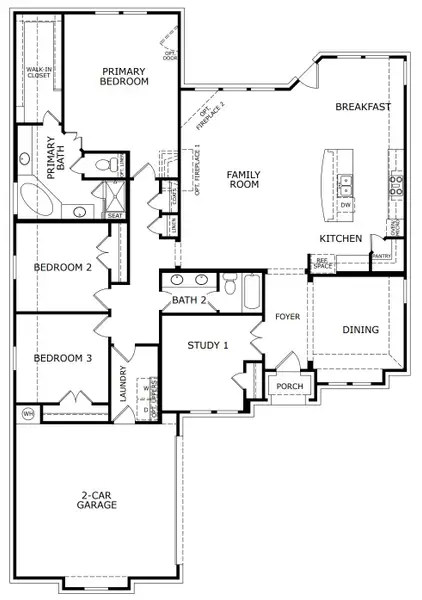 2D floor plan layout for the Concept 2267 by Landsea Homes in Lovers Landing, Forney, TX (Image 3).