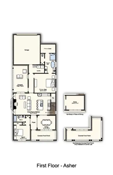 2D floor plan layout for the Asher by Grant & Co in Twin Oaks, Oakland, TN (Image 3).