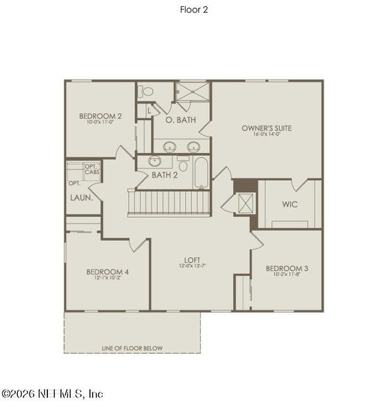 2D floor plan layout of this home in The Landings at Saint Johns, St. Johns, FL (Image 3).