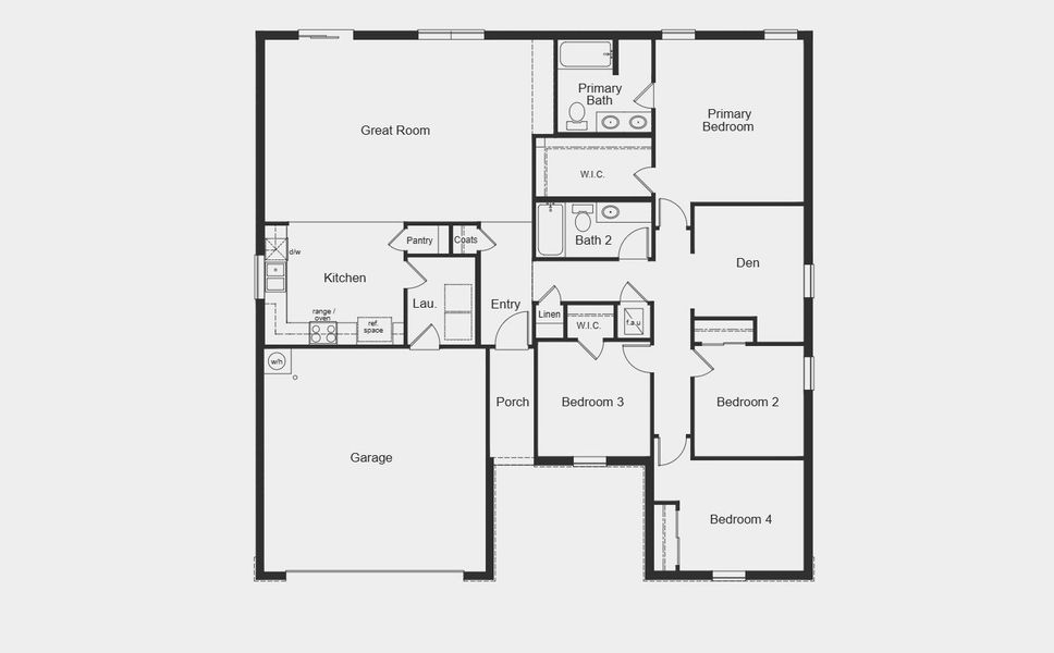 2D floor plan layout for the 1839 by KB Home in Chelsea Square, Eustis, FL (Image 3).
