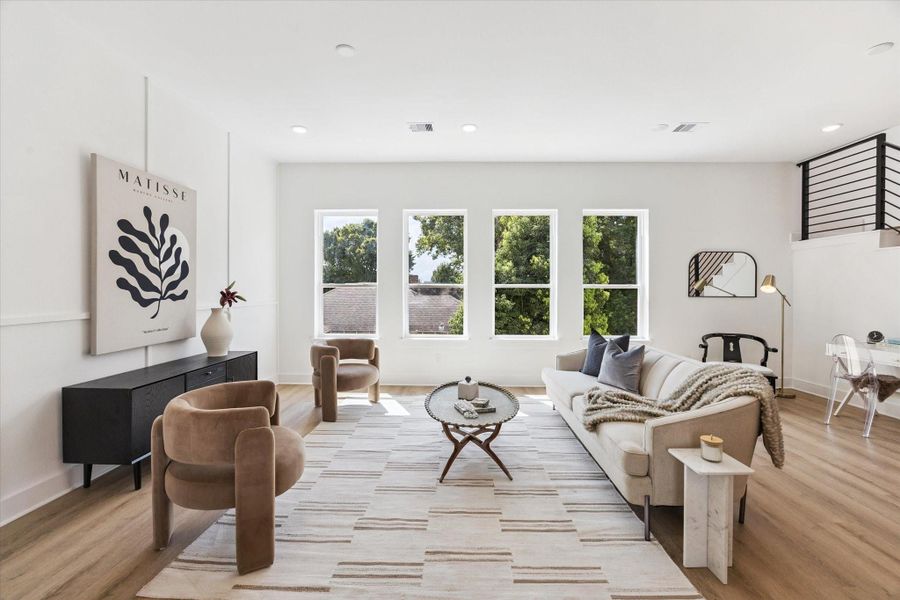 To give perspective this rug is 9 x 12. The windows make the room feel like a tree house! To give perspective this rug is 9 x 12. The windows make the room feel like a tree house!