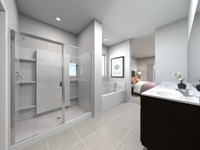 Rendering of the Banks primary bathroom.