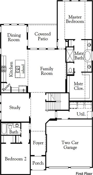 2D floor plan layout of this home in South Pointe, Mansfield, TX (Image 3).