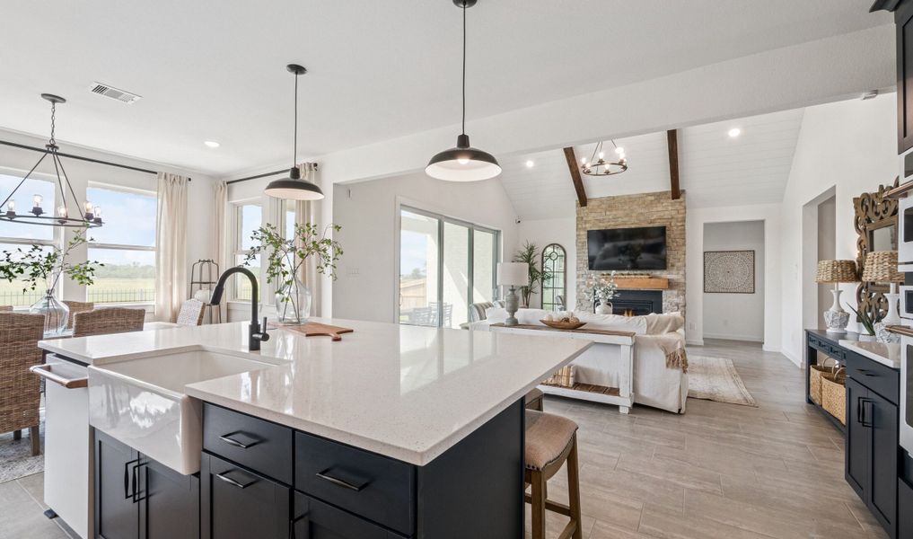 Kitchen with white apron-front sink