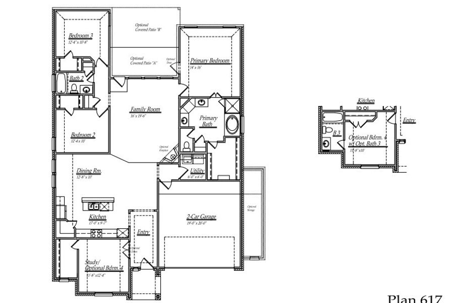 2D floor plan layout for the 617 by Long Lake Ltd. in Sunterra Lakes, Brookshire, TX (Image 3). 2D floor plan layout for the 617 by Long Lake Ltd. in Sunterra Lakes, Brookshire, TX (Image 3).