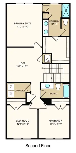 2D floor plan layout of this home in Cherry Elm at SilverLeaf, St. Augustine, FL (Image 3).