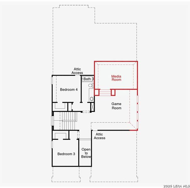 2D floor plan layout of this home in The Parklands, Schertz, TX (Image 4).