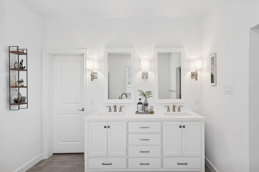 Freestanding vanity with dual sinks (*Photo not of actual home and used for illustration purposes only.)