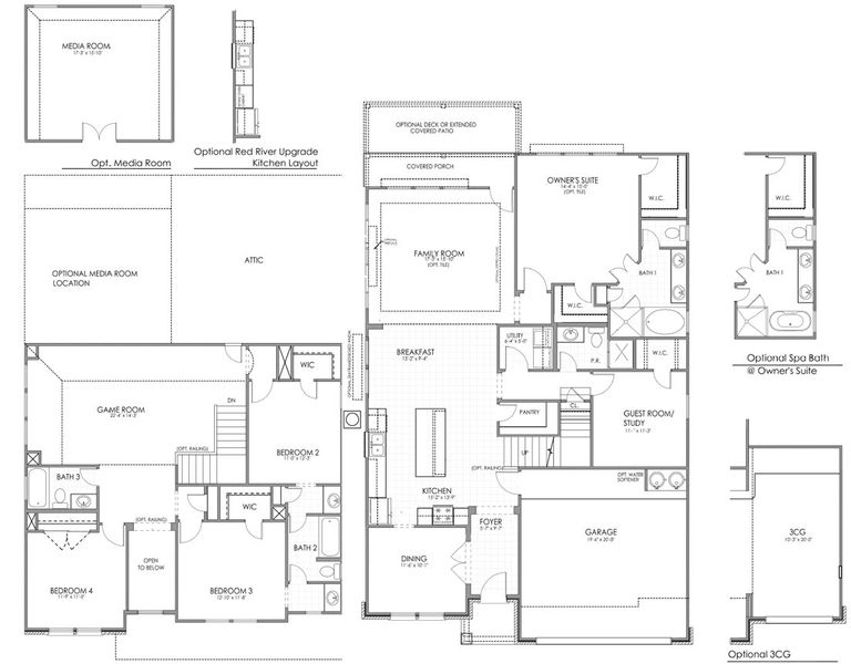 2D floor plan layout for the Trenton 2885 SB by Saratoga Homes in Crosby Farms, Crosby, TX (Image 3).