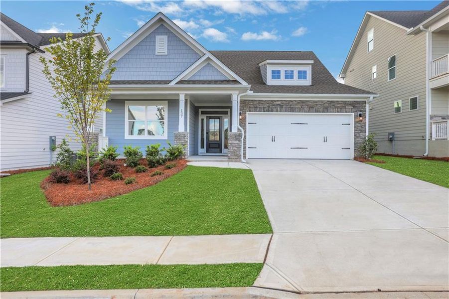 Front exterior of a new home in Twin Lakes, Hoschton, GA, highlighting curb appeal (Image 23).