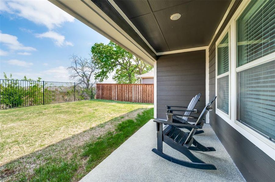 Exterior details and patio area of a home in Enclave at Pecan Creek, Providence Village (Image 19). Exterior details and patio area of a home in Enclave at Pecan Creek, Providence Village (Image 19).