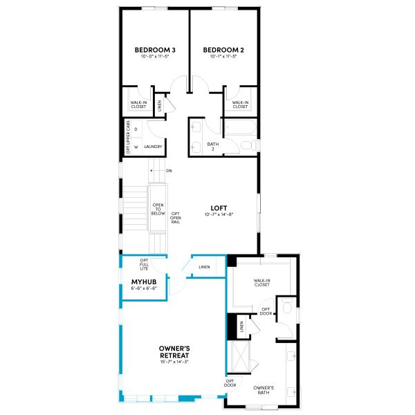 2D floor plan layout for the Spark Three by Brookfield Residential in Spark at Uplands, Westminster, CO (Image 10).