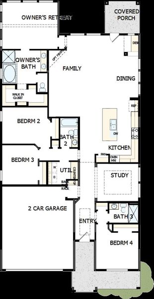 2D floor plan layout of this home in Lakes of River Trails, Fort Worth, TX (Image 2).